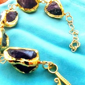 ♥️NWT Amethyst Rough   Amethysts Nuggets,  wraped in 18K GF. 8 inc…